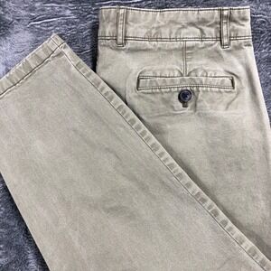 Topman Chino Pants Mens W34 L30 Olive Green Khaki Straight Leg Cotton Trousers